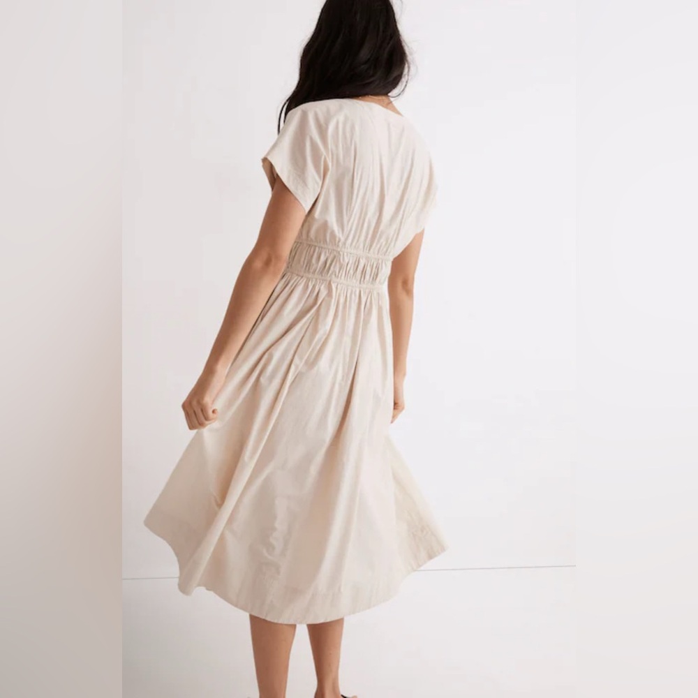NWT Madewell Poplin Sophia Button-Front Midi  Neutral Dress, NH564, Size Medium - Picture 8 of 16